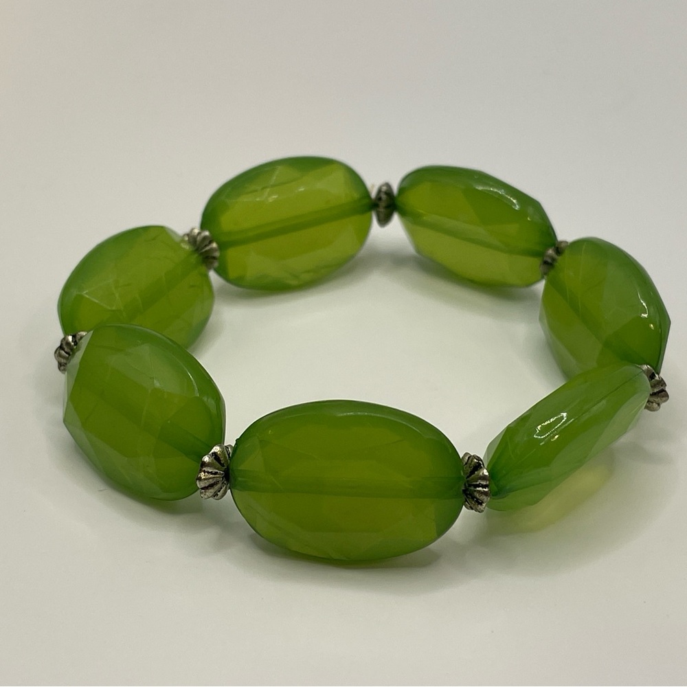 5pc NEW Green Beaded Stretch Bracelets Boho Stack Set Jade Olive Peridot Vibes đ - Picture 13 of 16